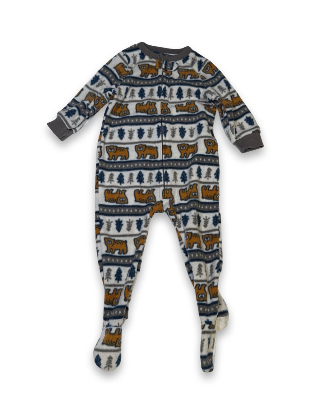 Bear Print Footed Fleece Pajama — Chick Pea Pajamas, 12M